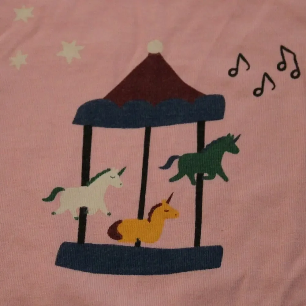 Hanna Andersson Carousel Graphic Short Sleeve Cotton T-Shirt Pink‎ 18-24 Month
